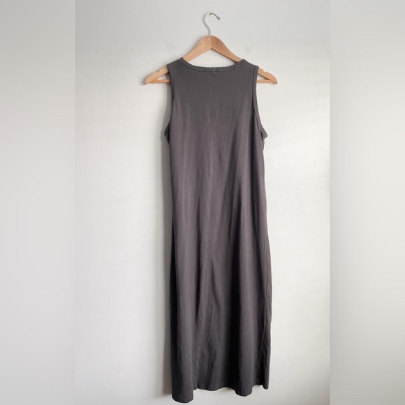 Mod Ref Gray Sleeveless Cotton T Shirt Midi Dress Minimalist Quiet Luxury Lounge - Picture 5 of 7
